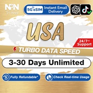 USA eSIM Ultimate 3-15Days Unlimited Data Instant Email Delivery Turbo Data Speed USA America SIM Ca