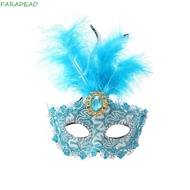 PARADEAO LED Glowing Mask, Plastic Lace Feather Mask, Carnival Rhinestone Half Face Mask Light Up Venice Masquerade Mask Girl