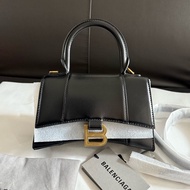 全新巴黎世家/Balenciaga 黑金光面牛皮HOURGLASS 沙漏包xs迷你手提單肩斜挎包