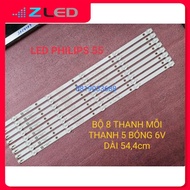 PHILIPS 55 INCH TV LED BAR SET OF 8 BARS EACH BAR 5 BALLS AND TYPE SET OF 8 BARS EACH BAR 6 BULBS, E