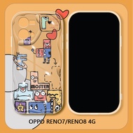 For OPPO Reno7 Reno 7Z 5G Reno6 Reno5 Reno4 Pro 4G R15 Pro R17 Soft Silicone Phone Casing Cartoon Tetris Wave Edge Back Cover Case Protection Shockproof Cases