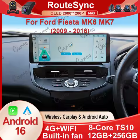 12.3 Inch For Ford Fiesta MK6 MK7 2009-2016 Android 15 8-Core 8G+256G Car Multimedia Player Stereo R