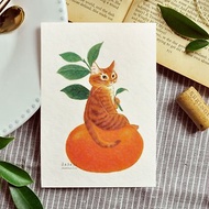 貓咪插畫明信片-橘子貓