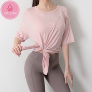 OzalCtree Yoga Top Blouse Women Fitness Sports Tops Woman Gym T-shirts Hip-covering Loose Tee Shirt 