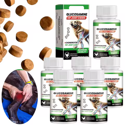80 Tablets Dog Joint Care Tablets Supplement Glucosamine Pet Joint Care Soft Chews Chondroitin Suppl