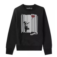 Banksy Banksy Art Graffiti Hip-Hop Street Culture Style Men's Loose Dropped Shoulder Long-Sleeved