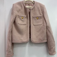 CELINE賽琳 粉紅色小香風短外套 40碼 重工編織 金色羈扣 粉紫色