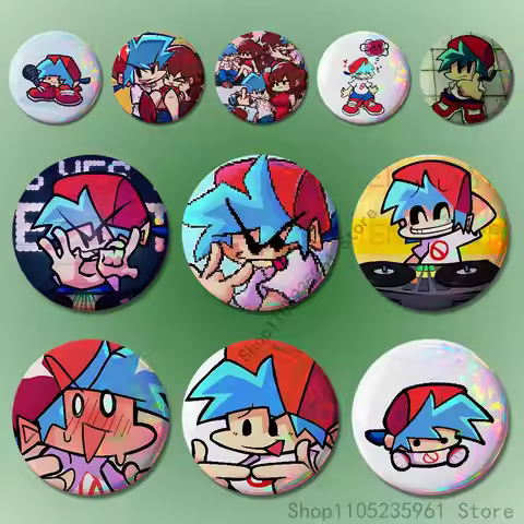 F-Friday N-Night F-Funkin Badges 25 32 44 58 75 mm Round Cosplay Pin Fans Collect Friends Gifts Broo