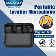 SUNATUR Wireless Lavalier Microphone Portable Mini Lapel Mic With Charging Compartment J11/J13