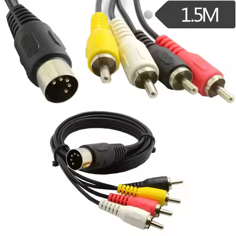 5Pin DIN Male MIDI Cable To 4 RCA Male Female Plug Audio Cable for Naim Quad Stereo Systems 5 Pin DI