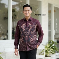 KEMEJA AZKANA BATIK - Modern Men's Batik Shirt with Prabuwira Motif, Long Sleeves, Premium Batik, Li