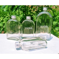 FLAT BOTTLE GLASS 250ML FLAT GLASS BOTTLE COFFEE JUICE DRINKING BOTTLE