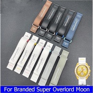 ┇✖❏ For Swatch Omega Co Branded Super Overlord Moonswatch 20mm NATO Leather Reverse Buckle Hook Loop Watch Strap Chain Bracelet Band