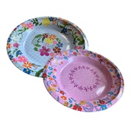 12 PCS || 1 Lusin Piring Enamel Motif 20cm 22cm 24cm / Piring Seng /