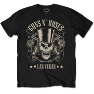 【Hot】 2024 guns n  roses cylinder skull gun las vegas เสื้อยืดลําลองสําหรับผู้ชายแขนสั้นเหมาะกับงานป