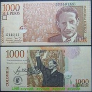 哥倫比亞1000比索2015年全新UNC外國錢幣紙鈔保真自由黨蓋坦#紙幣#錢幣#外幣