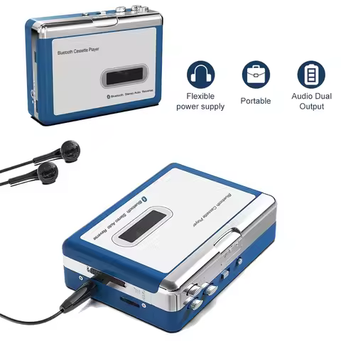 Portable Bluetooth Cassette Player,Tape Player Bluetooth Output to Headphone/Speaker,Walkman Portabl