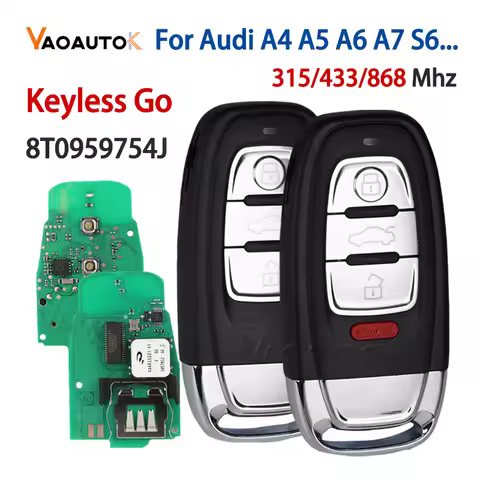 Smart Car Key Fob for Audi A4 A5 A6L A7 A8 Q5 315/433/868 Mhz 3/4Buttons fit 754J 754D/H/F/C/B Remot
