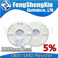 5000pcs/lot 5% chip 0805 SMD 1/8W resistor 0R ~ 10M  0 1 10 100 150 220 330 ohm 1K 2.2K 10K 100K 1R 