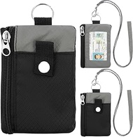 ZHOMA Minimalist Small Wallet for Men Women with 2 Zip Pockets, Water Resistant ID Case with Keychai