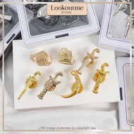 Lookoutme Butang Baju Melayu 5Pcs Set Keris Bulan Bintang Kerambit Keris Button Jubah Kurta Jeweller