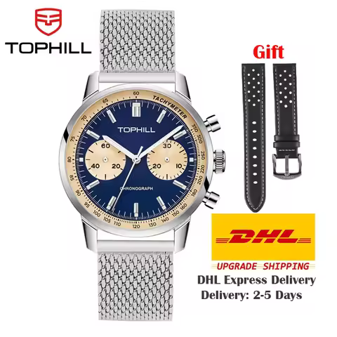 TOPHILL Chronograph Watch Racing Watch Seagull 1963 Watch ST19 Movement Sapphire Crystal Military Li