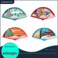 [Penghantaran jualan 24 jam] National Tide Kayu Kipas Bandar Magnet Magnet Kreatif Pelancongan Banda
