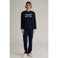 Mc JEANS Men's Long-Sleeved T-Shirt Oversized Style Round Neck Navy Blue MTTZA41 Fabric 1 Cotton Swe