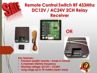 Auto gate Door Wireless Remote Control Switch RF 433Mhz DC12V / AC24V 2CH Relay Receiver