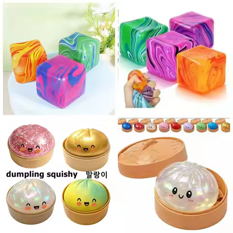 Cube Squishy Ball Decompression Toys Cube Stress Relief Kneadable Fidget Toys Slow Rising Squishies 