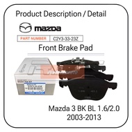 Mazda 3 1.6 , 2.0 BK BL (03-13) Front Brake pad C2Y3-33-23Z