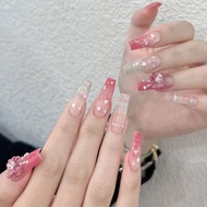 Gel Nails Cute Pink Luxury Bow y2k