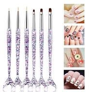 Factory Selling 3pcs/set Glitter Mermaid Nail Art Liner Brush Set Artist Brushes Tools