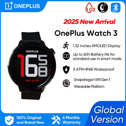 2025 New OnePlus Watch 3 43mm Global Version SmartWatch 1.32’’ AMOLED Display Up to 60h Battery Life