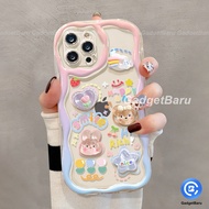 HP Cute three-dimensional 3D sticker bear and rabbit transparent clear cover case for INFINIX CC7 X6