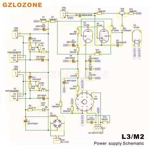 HI-END L3/M2 MK2 6X5+ECL82 Tube Power supply bare PCB For L3 Phono amplifier/M2 Preamplifier
