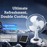 AUGUSTINA Solar Fan, LED Light Portable Solar Powered Fan, With Light Solar Panel Lighting Function 