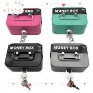 WINTE Cash Box, Lockable Metal Money Box, Security with Coin Slot Sturdy Handles Coin Saving Box
