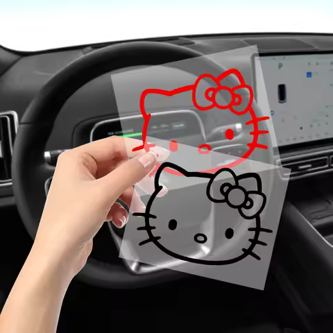 Hello Kitty Car Stickers Cute Cartoon Steering Wheel Decals Waterproof Vinyl Stickers for Car Window