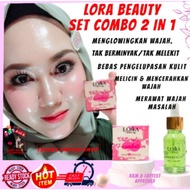 LORA BEAUTY COMBO SET HOT GLOWING,MEKAP GLOWING,FOUNDATION & SERUM WAJAH,READY STOCK ORIGINAL