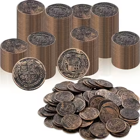 Fake Pirate Gold Coins Plastic Treasure Coins for Pirate Festival Halloween Party Favors Decorations