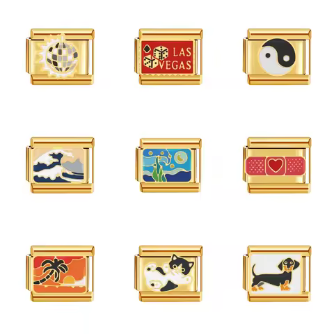 Personalized Italian Gold Color Bracelet Rich Guy Ocean and Beach 9mm Stainless Steel Bracelet DIY B