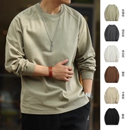 300g Raglan Sleeve Sleeve T-Shirt Men 26 Count Double Yarn Pure Cotton Three Needles Casual Long Sle