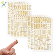 6 Sheets 3D Alphabet Sticker Self Adhesive PVC Gold Scrapbook Letter Sticker for Present Box SHOPCYC