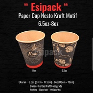 Paper Cup 6.5oz8oz Kraft Brown Motif - Hot Cup, Coffee Cup (50pcs)