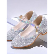 Chorus Shoes Silver Princess Shoes Children's High-Heeled Dress Catwalk Host Crystal Shoes Piano Per