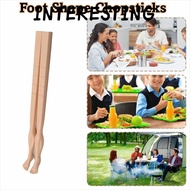INTERESTING 1pair Toe-Shaped Chopsticks, 22cm Easy-to-Use Foot Shape Chopsticks, Funny With Straw So