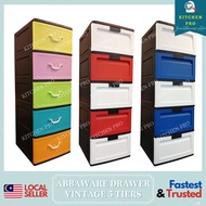 𝐊𝐈𝐓𝐂𝐇𝐄𝐍 𝐏𝐑𝐎 | ABBAWARE Plastic Drawer Cabinet 5 Tiers Vintage Type/Weave Type / Fully Sealed Side /Almari Baju