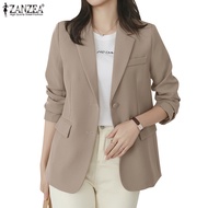 ZANZEA Women Korean Fashion Loose Formal Solid Long Sleeve Button Blazer