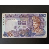 Malaysia Old Banknote RM 100 Aziz Taha Signed Prefix ZC ( Last Prefix -- High Grade)